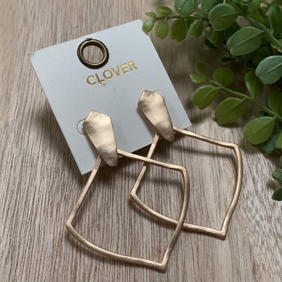 π2X HPπ Clover Abstract Earrings π Brushed Gold - Picture 2 of 9